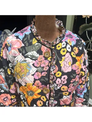 Sunday Up Floral Print Fleece‑Lined Quilted Jacket – Size Small (Oversized Fit) thumbnail 2