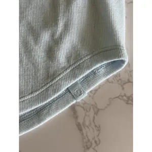 Lululemon Hold Tight Cropped Short Sleeve Ribbed TShirt ~4 Light Blue Curved Hem thumbnail 4