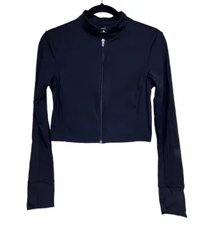 Balance Athletica The Elevate Cropped Zip Dire Wolf Top Black Women’s Size Large thumbnail 1