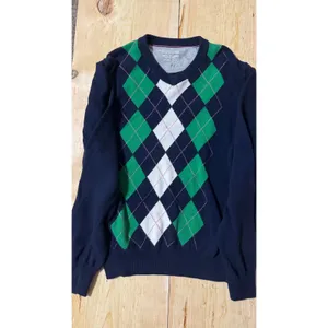 American Eagle Outfitters Navy Blue Argyle V-Neck‎ Cotton Sweater Womens Medium thumbnail 2