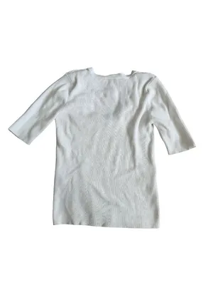 ZARA Basic Knit White Scoopneck Ribbed Top Size Small thumbnail 6