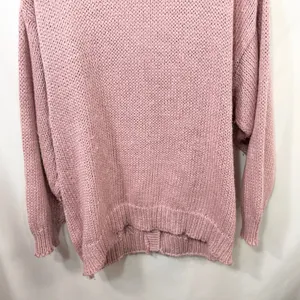 VTG Plus Size 20W Sweater Pink‎ Hand Knit Heart Fringe Cardigan Cottagecore 774 thumbnail 8