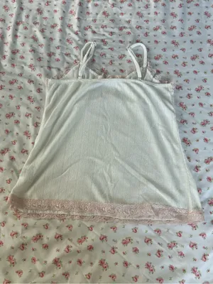ROMWE White Floral Lace-Trim Cami Top thumbnail 2