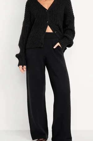 Old Navy Soft Knit Black Wide-Leg Women's Pants NWT thumbnail 1