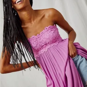 Free People Lavender Strapless Lace Maxi Dress thumbnail 7