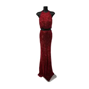 Sherri Hill 52063 Red Two Piece Sequin Prom Gown NWT‎ Size 6 $598 thumbnail 3
