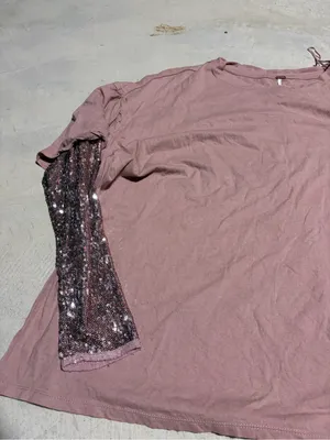 Free people sequin sleeve Rose Pink Long Sleeve Top XS thumbnail 2