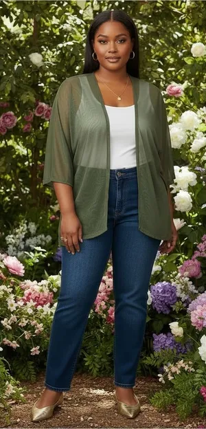 LuLaRoe Lindsay Olive Green Sheer Open-Front Kimono Cardigan Topper Duster thumbnail 1