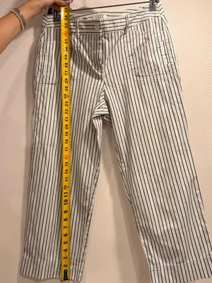 LOFT Cream Straight Leg Crop Pants with Black Pinstripes thumbnail 5