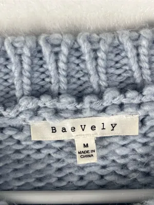 BAEVELY Blue Chunky Knit Cowgirl Boots Graphic Drop Shoulder Sweater Size Medium thumbnail 3