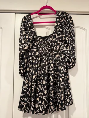 For Love And‎ Lemons Black and White bow Print Mini Dress small thumbnail 5