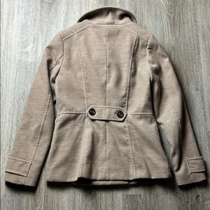 H&M Tan Double-Breasted Pea Coat Size 6 thumbnail 2