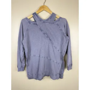 Pilcro Crossover Pullover Sweatshirt Women XXS Long Sleeve Purple Cozy Oversized thumbnail 2
