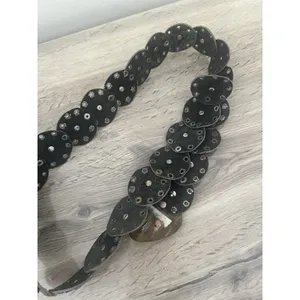 Putcuku Disc Belt Black Leather Heart Concha Metal Bohemian Western thumbnail 7