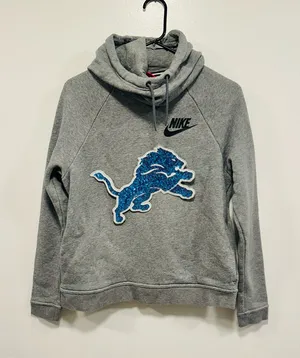 Nike Heather Gray Sweater with Blue Detroit Lions sequin logo! Size small! thumbnail 1
