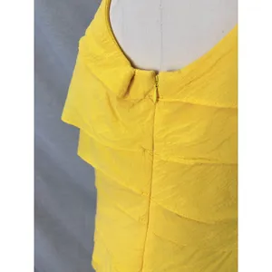 S.L. Fashions Yellow Tiered Ruffle Dress Beaded‎ Neckline 14 Vacation thumbnail 10