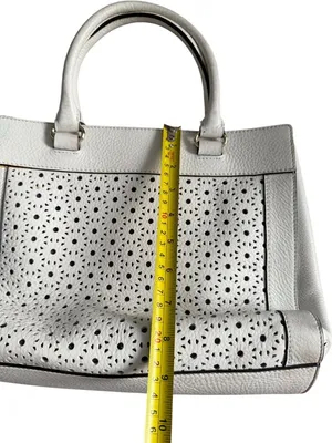 KATE SPADE White Leather Eyelet Satchel Handbag thumbnail 6