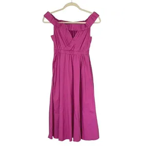 Anthropologie Maeve Mona Off The Shoulder Midi Fit & Flare Dress Fuchsia Size XS thumbnail 6