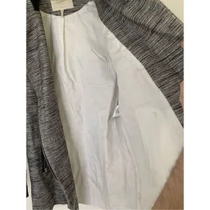 Maje Long Gray Cotton Linen Stretch Asymmetric Zip Coat women’s size 36 Small thumbnail 7