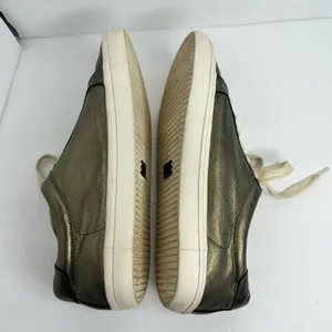 Frye Womens 8.5 Kerry Metallic Leather Low Top Sneakers Gold Pewter Urban Chic thumbnail 10