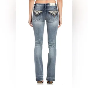Miss Me Women's Mid Rise Chloe Boot Cut Jeans Size 27 bling pockets thumbnail 5