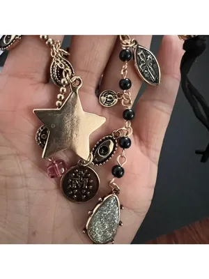 Free people Gold and Black Beaded Keychain thumbnail 6
