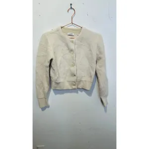 SANDRO OFF-WHITE Knit Alpaca Wool Blend Creamy Button Knot Cardigan size 0 thumbnail 2