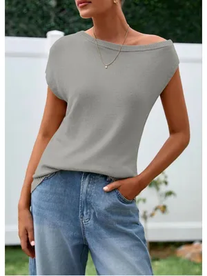 PRETTYGARDEN NEW Off The Shoulder Top Casual Short Sleeve Sweater XL thumbnail 4