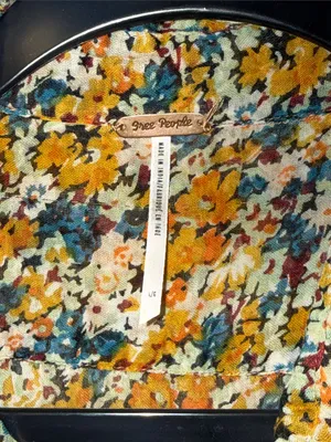 Free People Mustard Blue Floral Sleeveless Blouse thumbnail 2