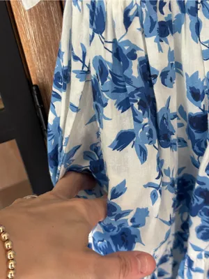 Abercrombie Mille Daphne maxi dress ruffle tiered midi bows cotton floral print tie straps thumbnail 9