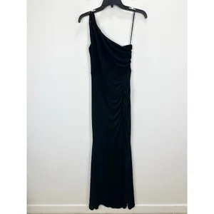 Lulus Especially Breathtaking Black Ruched One-Shoulder Maxi Dress Formal L NWT thumbnail 6