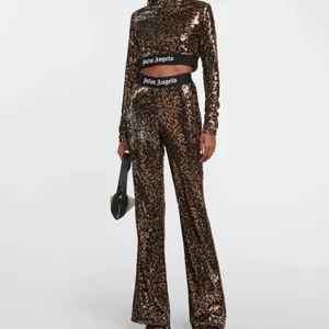 Palm Angels Glittering Sequin Crop Top - Black and Gold thumbnail 2
