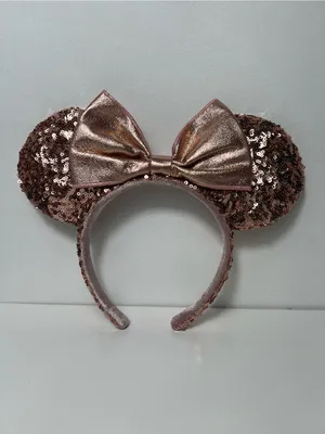 Tokyo Disney Resort Minnie Mouse Rose Gold Sequin Bow Headband Ears thumbnail 3