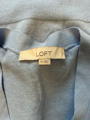LOFT Light Blue V-Neck Button Front Cardigan thumbnail 3