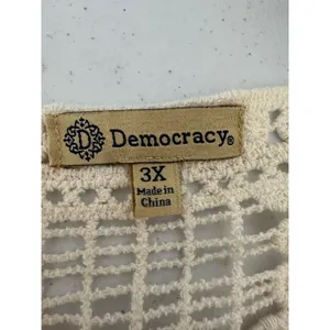 Democracy Womens 3X Top Cream Crochet Lace Boho Festival Minimalist Ethereal thumbnail 5
