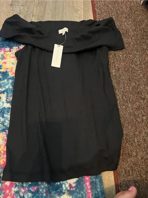 Anthropologie Nwt pilcro Off-Shoulder Black Women's ribbed twist top thumbnail 4