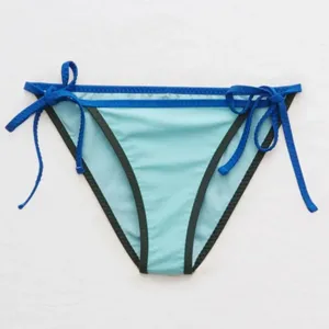 NEW NWT AERIE AMERICAN EAGLE Light Blue Cheeky Tie Side String Bikini Bottom XL thumbnail 2