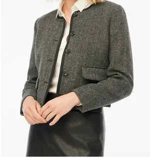 J. Crew Factory Wool Blend Herringbone Lady Jacket - size 4 thumbnail 1