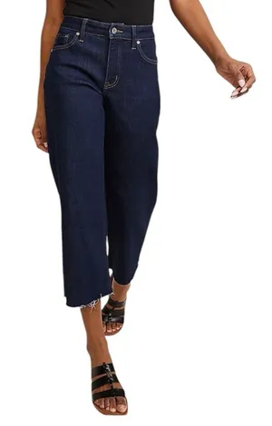edgely by Maurices Original Fit High Rise Wide Leg Crop Raw Hem Jeans Size 4 thumbnail 1