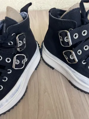 Converse Black Platform High-Top Sneakers with Silver Buckles thumbnail 12