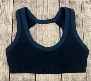 FP Movement V-Neck Open Back Sports Bra Black Teal Blue Size Small thumbnail 1