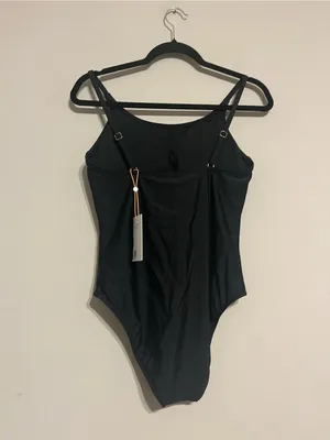 Quince Italian Cami One Piece Swimsuit in True Black NWT! thumbnail 5