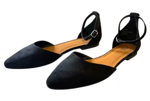 ANA Black Ballet Flat Darrell Ankle Strap Sandals Size 9.5 thumbnail 1