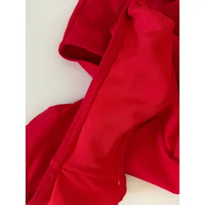 Red Ruffle Shoulder Cutout One-Piece Swimsuit NEW Medium thumbnail 5