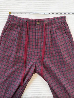 American Eagle Collegiate Academia Plaid Drawstring Pants in Red Burgundy & Blue thumbnail 4