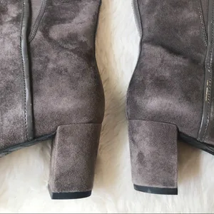 DONALD PLINER Suede Knee High Boot Chunky‎ Heel Round Toe Taupe Gray Size 6.5 thumbnail 11