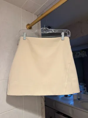 LENA Ivory Suede Skirt Set Tan thumbnail 6