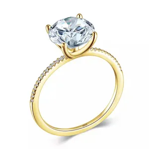 Sterling Silver SIZE 5 18kt Gold Plated 925 3Ct Engagement Wedding Ring thumbnail 2