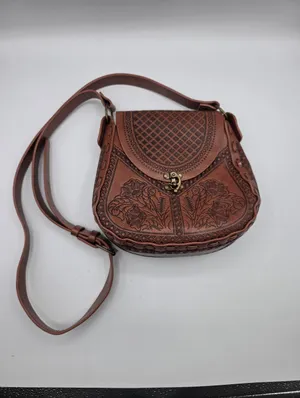 Alma Mia Tooled Leather Hand Craftsman Made Crossbody Handbag Spanish Mexican thumbnail 2