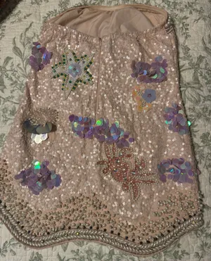 ASOS LUXE embellished ocean pearl encrusted mini dress with sequins in pink thumbnail 6